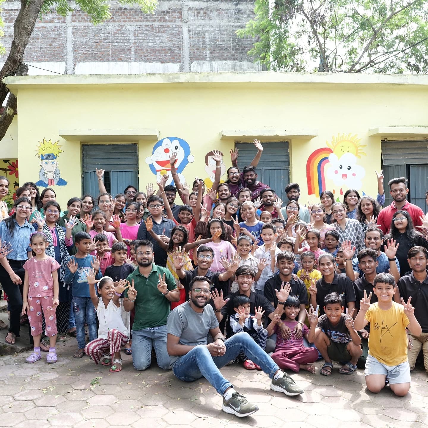Children participating in a joyful community activity